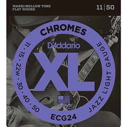 DADDARIO ECG24 Chromes Flat Wound Electric Guitar Strings, Jazz XL, 11-50