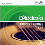 DADDARIO EJ18 Phosphor Bronze Acoustic Guitar Strings, Hvy, 14-59