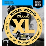 DADDARIO EXL115W Nickel Wound Electric Guitar Strings, Med, Wnd 3rd, 11-49