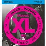 DADDARIO EXL170S Nickel Wound Bass Guitar Strings, Lt, 45-100, Short Scale
