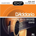 DADDARIO EXP10 Coated Acoustic Guitar Strings, 80/20, XL, 10-47