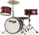 STAGG TIMJR3/12RD 3 Piece Jr Drum Set 12" Bass Drum Red