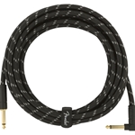Fender Deluxe Instrument Cable Straight/Right Angle15' Black Tweed