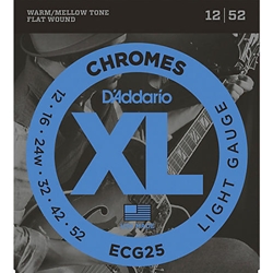 DADDARIO ECG25 Chromes Flat Wound Electric Guitar Strings, Lt, 12-52