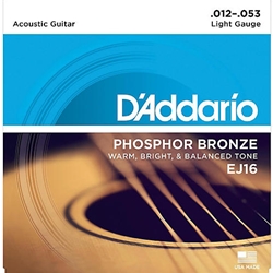 DADDARIO EJ16 Phosphor Bronze Acoustic Guitar Strings, Lt 12-53