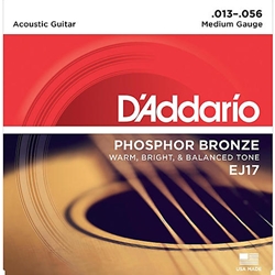 DADDARIO EJ17 Phosphor Bronze Acoustic Guitar Strings, Med, 13-56