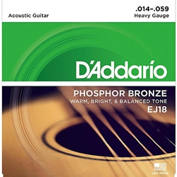 DADDARIO EJ18 Phosphor Bronze Acoustic Guitar Strings, Hvy, 14-59