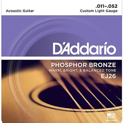 DADDARIO EJ26 Phosphor Bronze Acoustic Guitar Strings, Cust Lt, 11-52