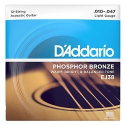 D'Addario EJ38 12String Acoustic Guitar Strings