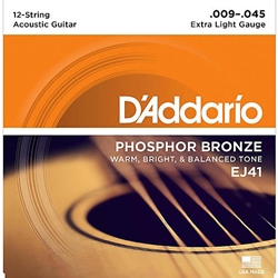 DADDARIO EJ41 12-string Phosphor Bronze Acou Guitar Strings, Xl, 9-45