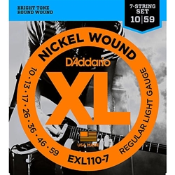 DADDARIO EXL110-7 7-string Nickel Wound Electric Gtr Strings, Reg  Lt, 10-59