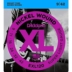 DADDARIO EXL120 Nickel Wound Electric Guitar Strings, Super Light 9-42