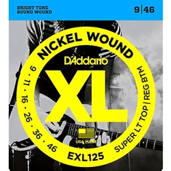 DADDARIO EXL125 Nickel Wound El Gtr Strings, Sup Lt Top/Reg Bottom, 9-46