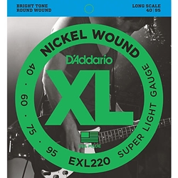 DADDARIO EXL220 Nickel Wound Bass Gtr Strings, Sup Lt, 40-95, Long Scale