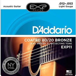DADDARIO EXP11 Coated Acoustic Guitar Strings, 80/20, Lt, 12-53
