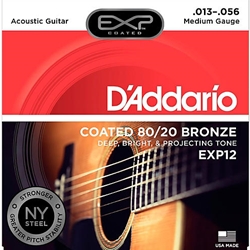 DADDARIO EXP12 Coated Acoustic Guitar Strings, 80/20, Med, 13-56