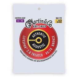 Martin MA170T Authentic Acoustic Lifespan Strings, 80/20 Bronze, Custom Light