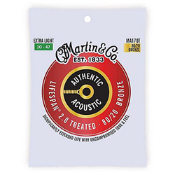 Martin MA170T Authentic Acoustic Lifespan Strings, 80/20 Bronze, Extra Light